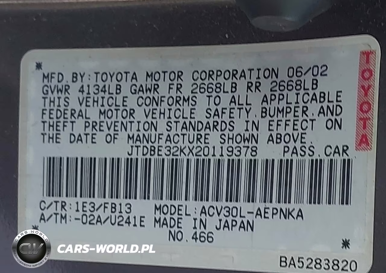 2002 Toyota Camry Le VIN:JTDBE32KX20119378 - 9