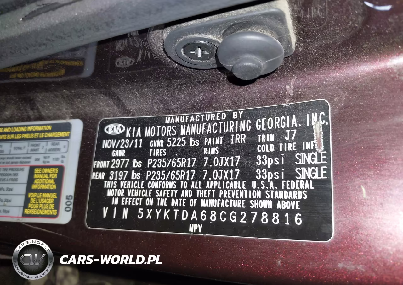 2012 Kia Sorento Lx VIN:5XYKTDA68CG278816 - 9