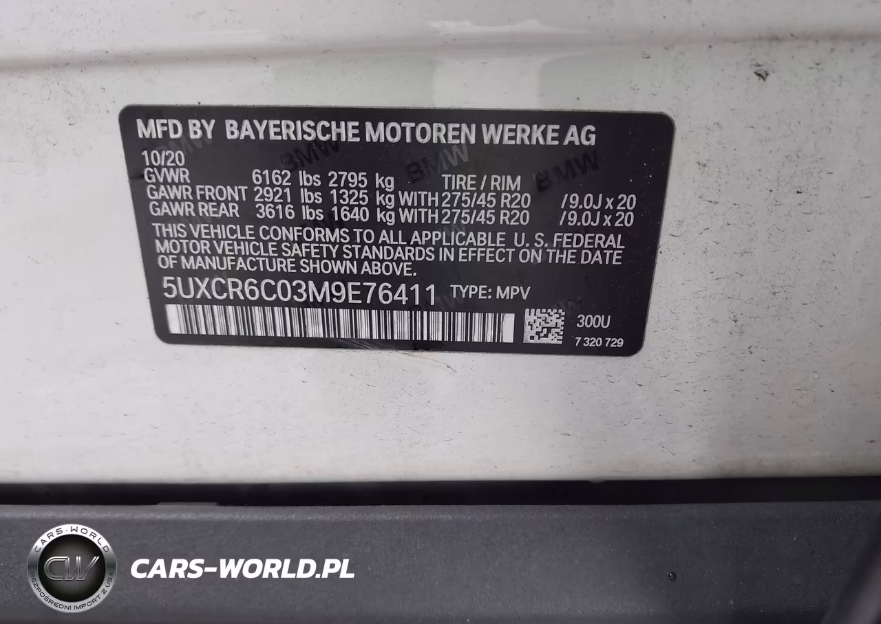 2021 BMW X5 xDrive40I VIN:5UXCR6C03M9E76411 - 9