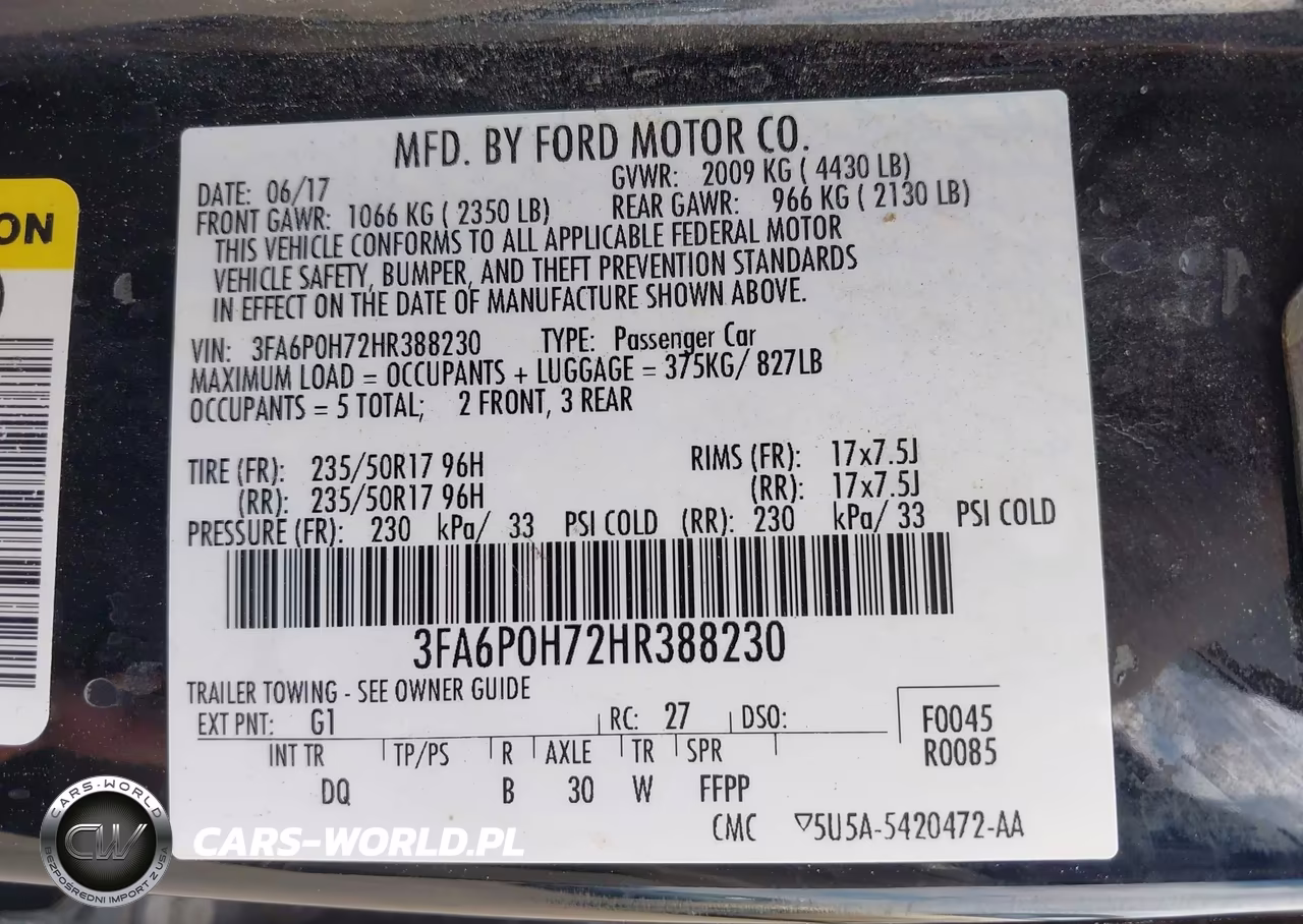 2017 Ford Fusion Se VIN:3FA6P0H72HR388230 - 9