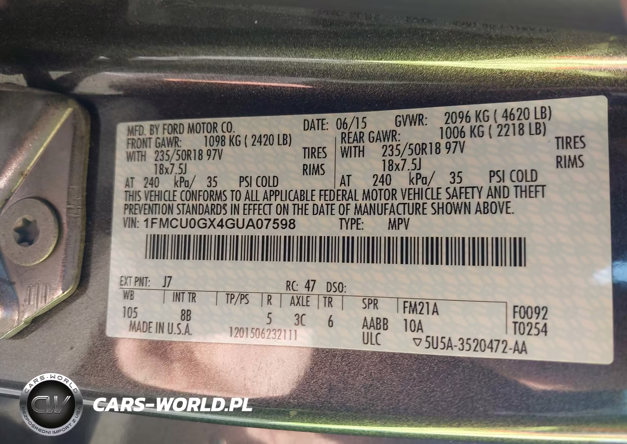2016 Ford Escape Se VIN:1FMCU0GX4GUA07598 - 9