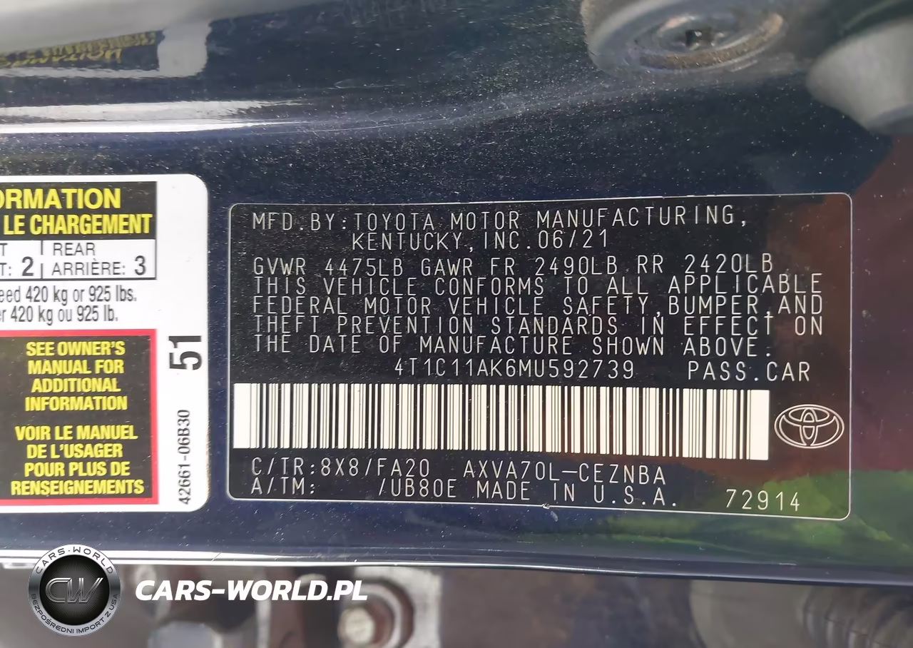 2021 Toyota Camry Le VIN:4T1C11AK6MU592739 - 9