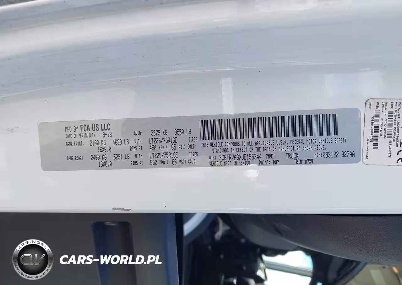 2018 Ram Promaster 1500 Low Roof 136 Wb VIN:3C6TRVAGXJE155344 - 9
