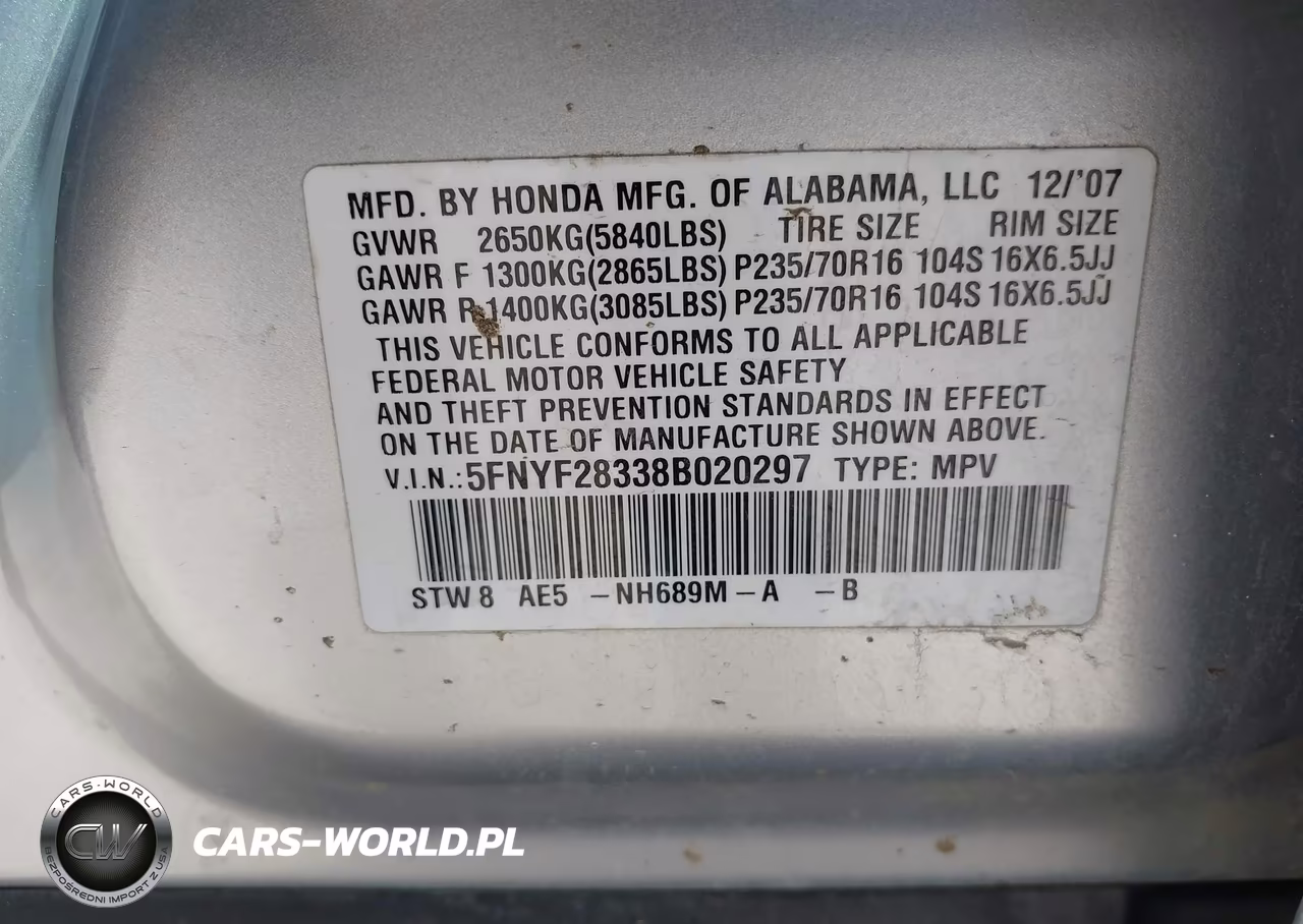 2008 Honda Pilot Se VIN:5FNYF28338B020297 - 9