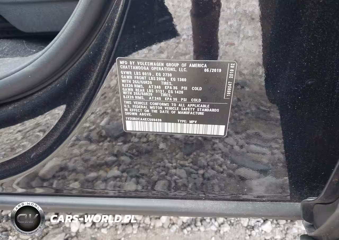 2019 Volkswagen Atlas 3.6L V6 Se W-Technology VIN:1V2UR2CA4KC569439 - 9