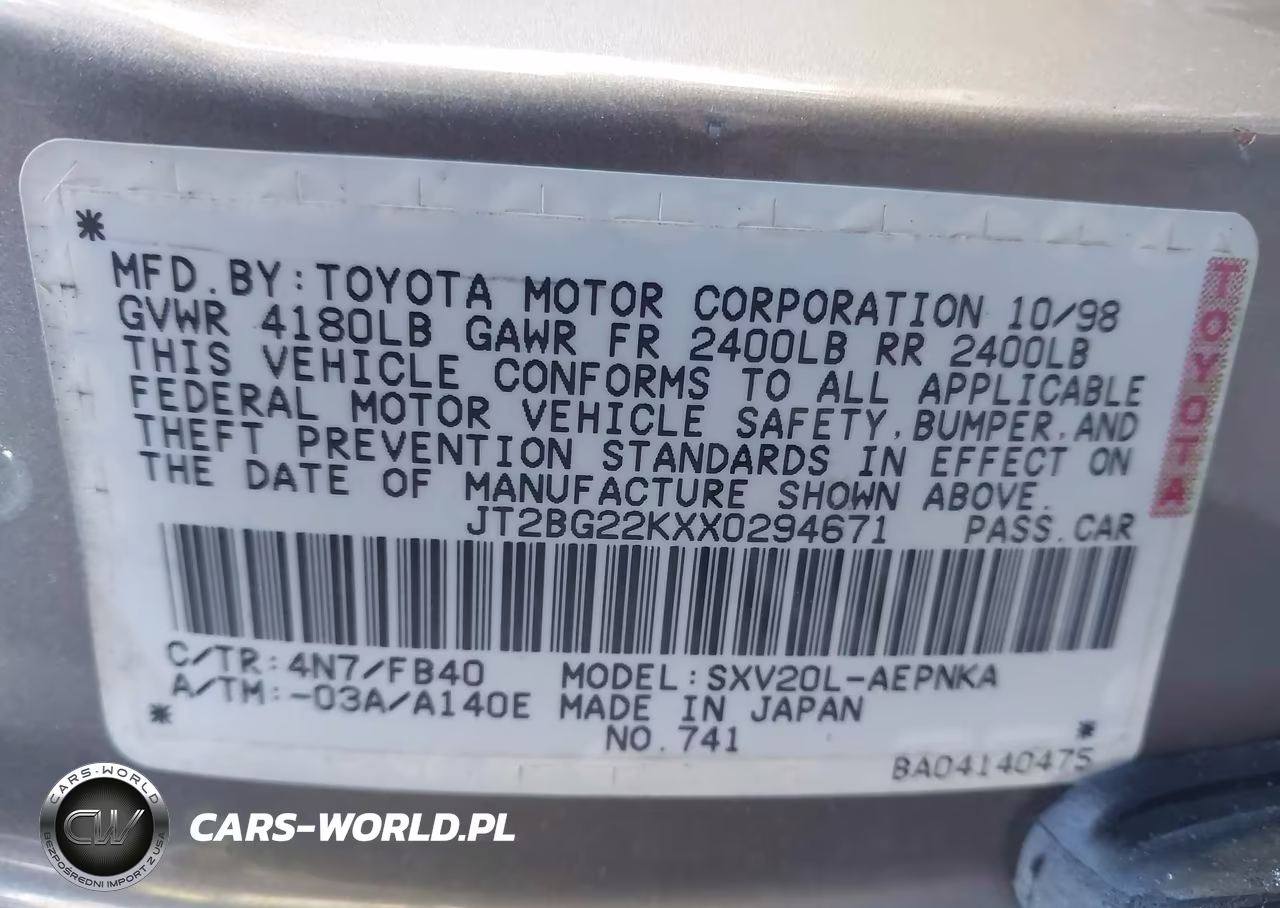 1999 Toyota Camry Le VIN:JT2BG22KXX0294671 - 9