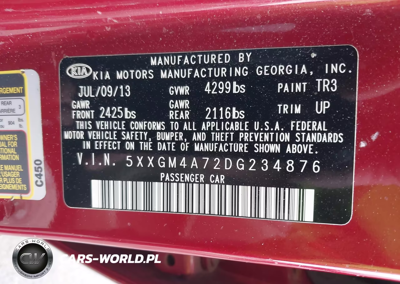 2013 Kia Optima Lx VIN:5XXGM4A72DG234876 - 9