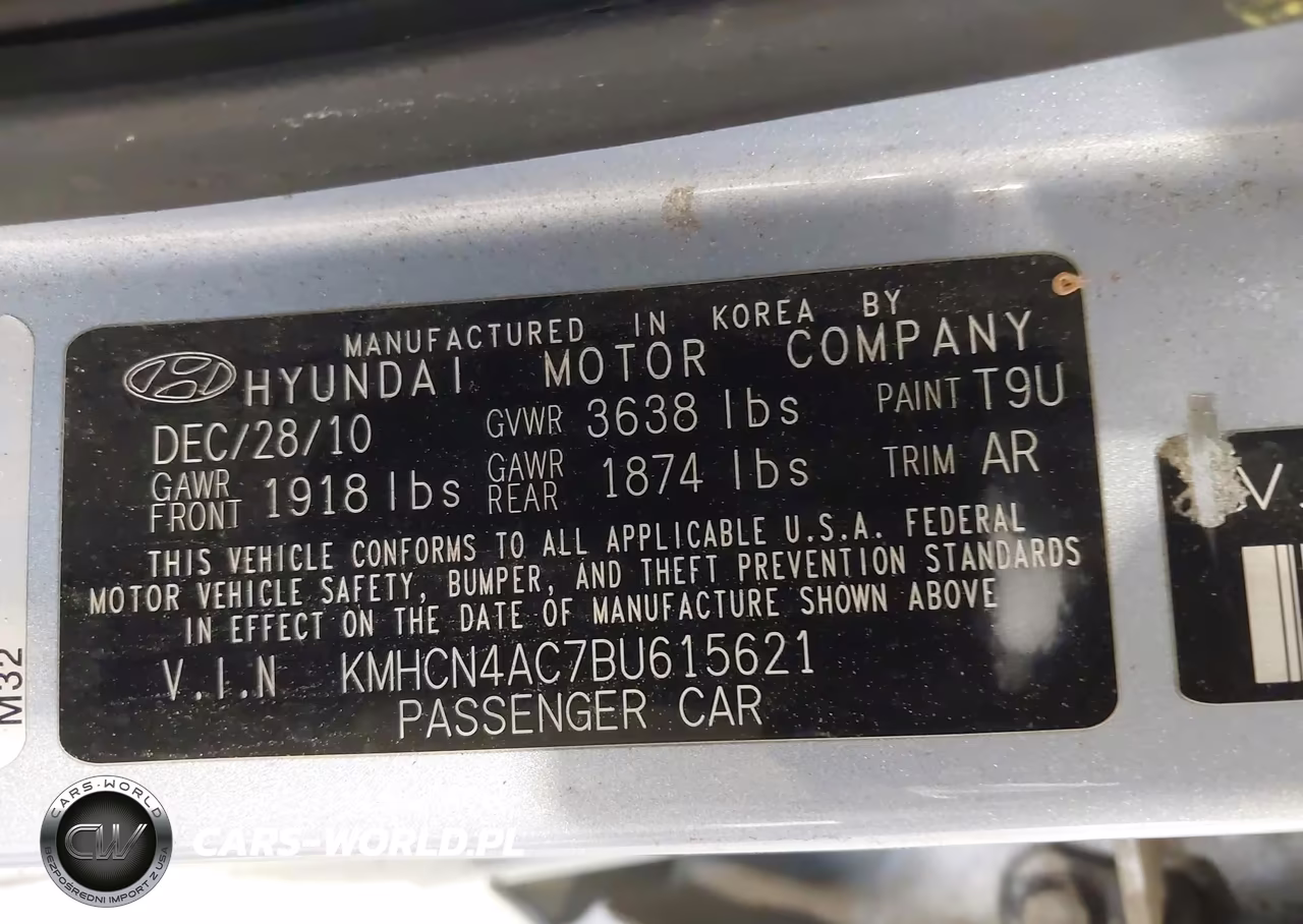 2011 Hyundai Accent Gls VIN:KMHCN4AC7BU615621 - 9