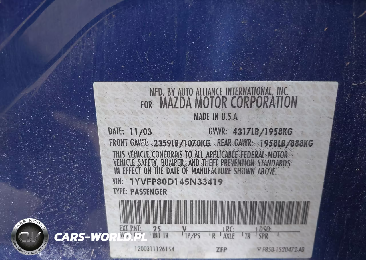 2004 Mazda Mazda6 S VIN:1YVFP80D145N33419 - 9