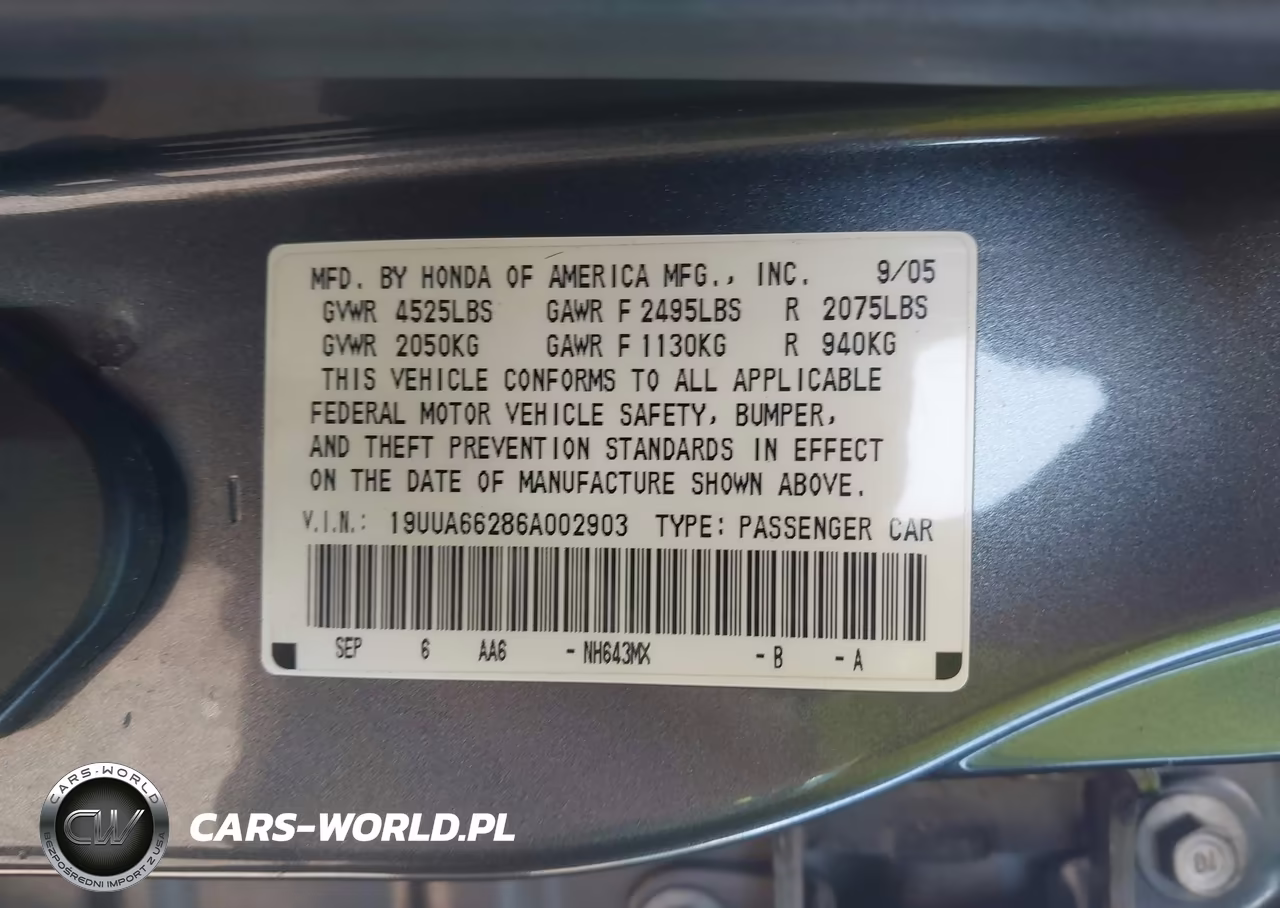 2006 Acura Tl VIN:19UUA66286A002903 - 9