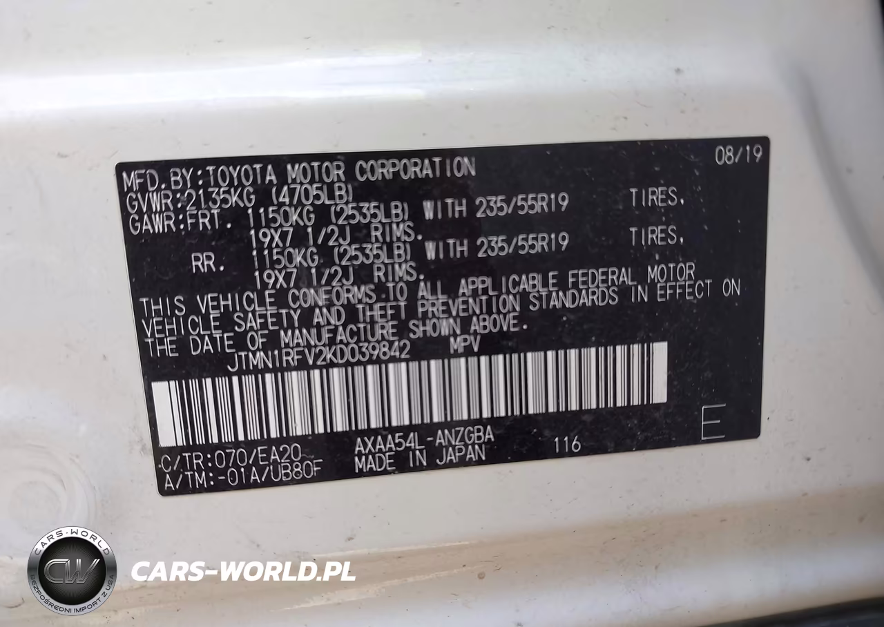 2019 Toyota Rav4 Limited VIN:JTMN1RFV2KD039842 - 9
