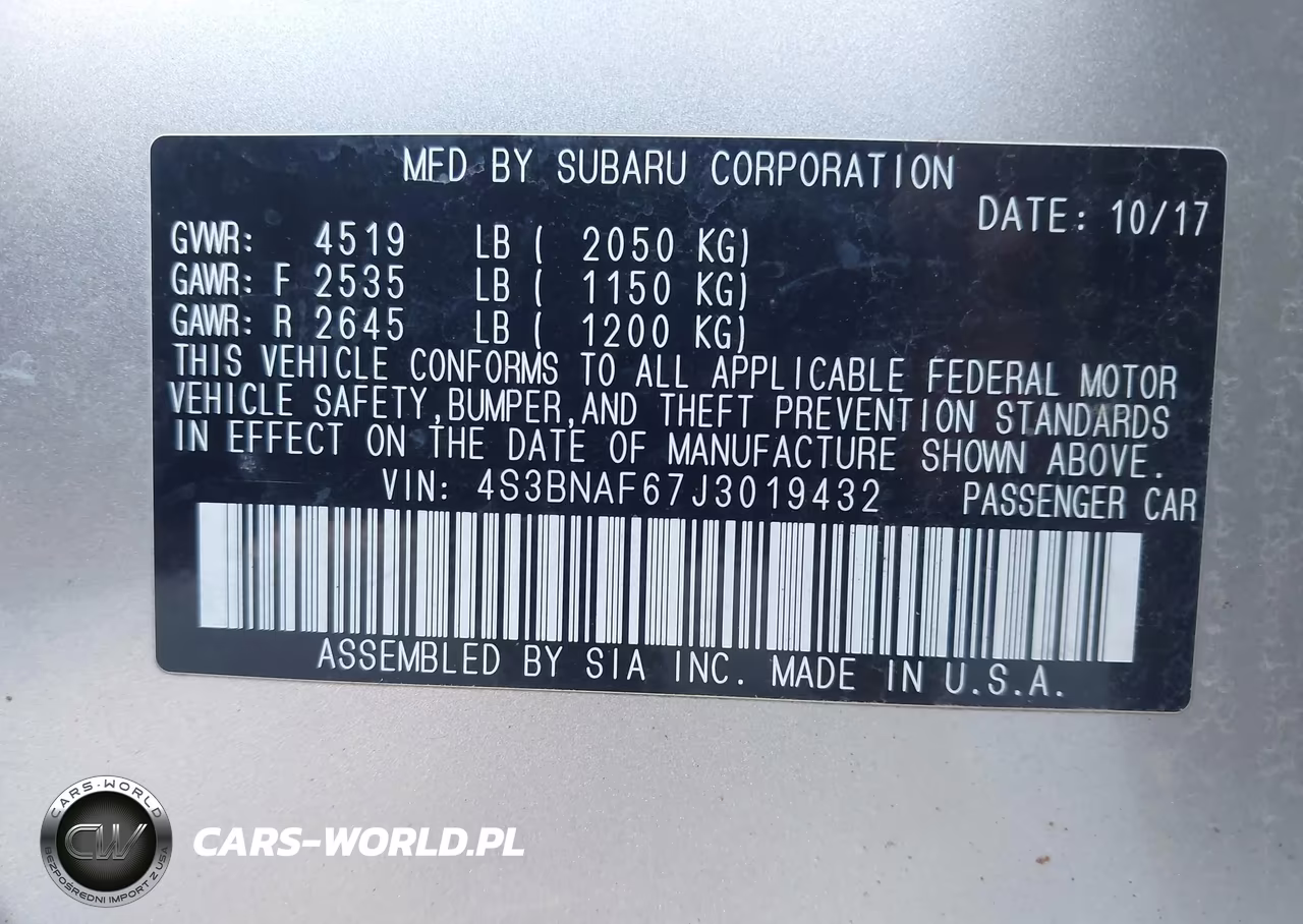 2018 Subaru Legacy 2.5I Premium VIN:4S3BNAF67J3019432 - 9