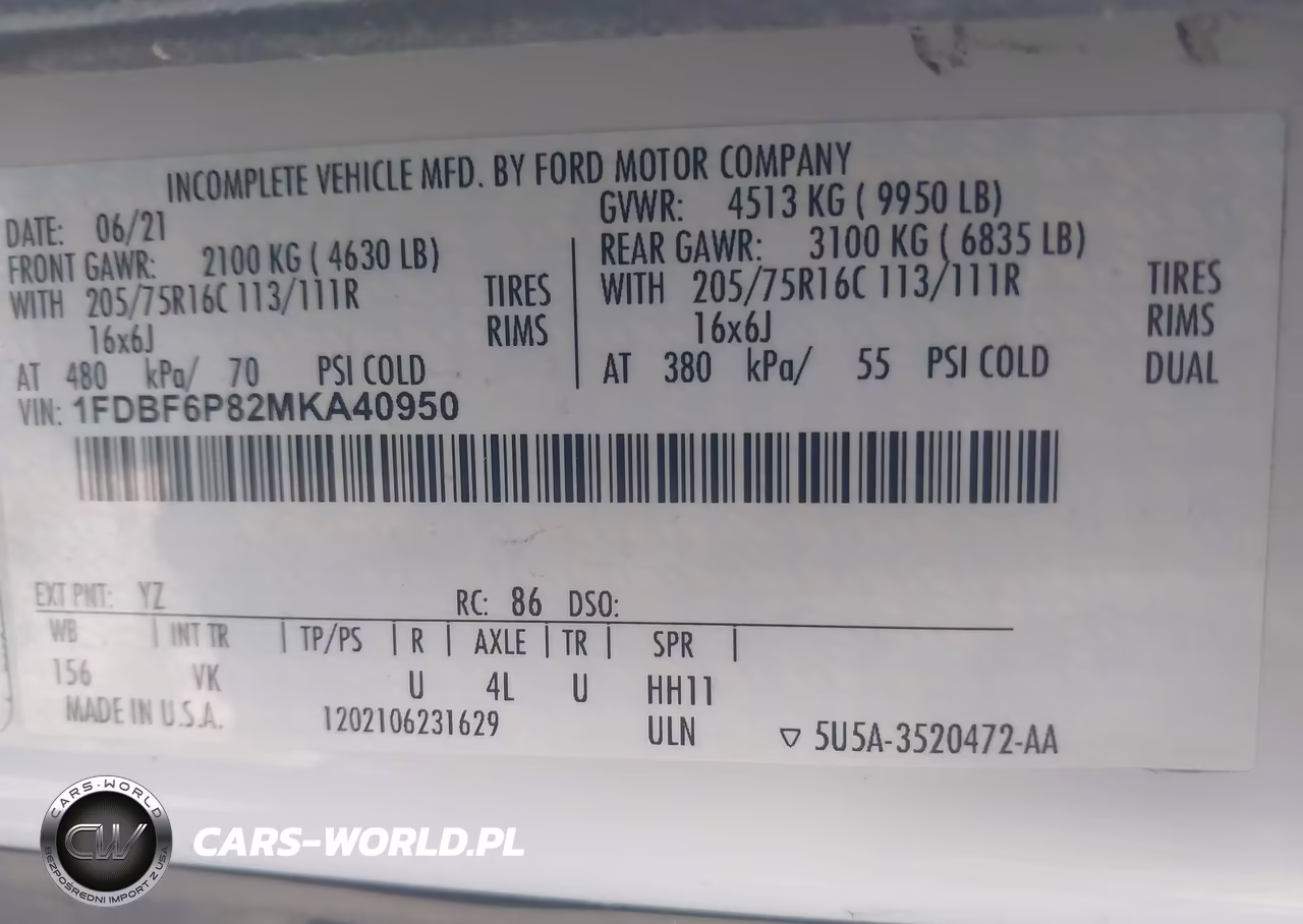2021 Ford Transit-350 Cutaway VIN:1FDBF6P82MKA40950 - 8