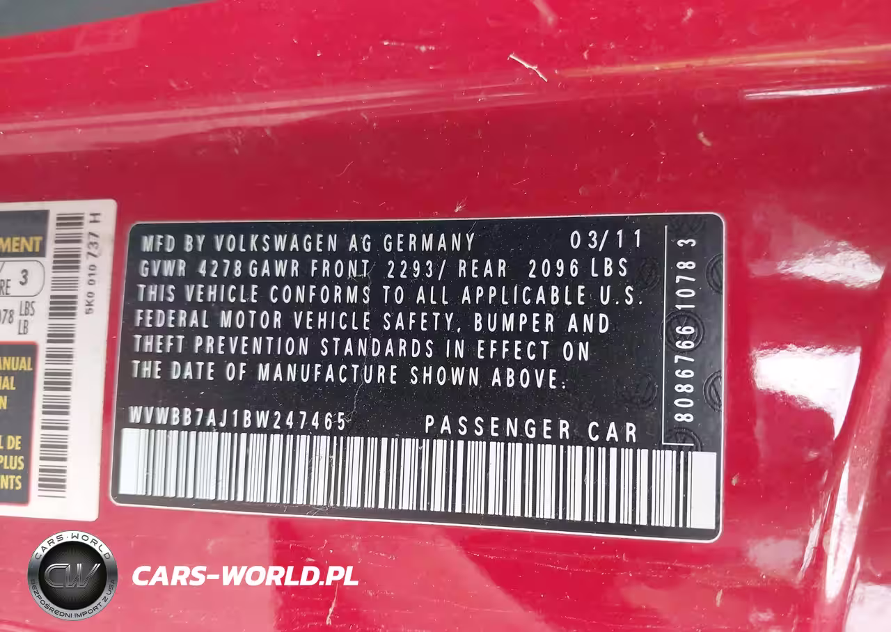 2011 Volkswagen Golf 2.5L 2-Door VIN:WVWBB7AJ1BW247465 - 9