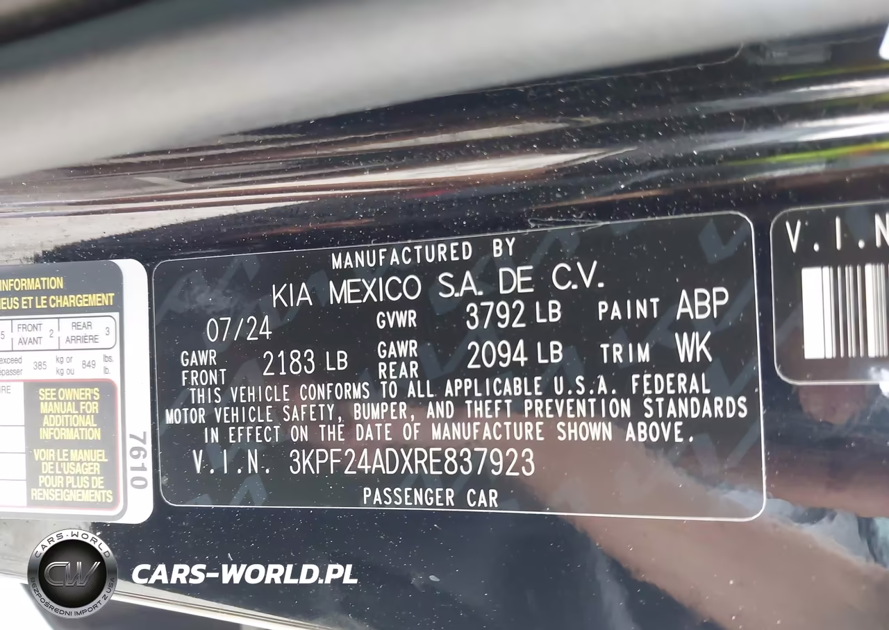 2024 Kia Forte Lxs VIN:3KPF24ADXRE837923 - 9