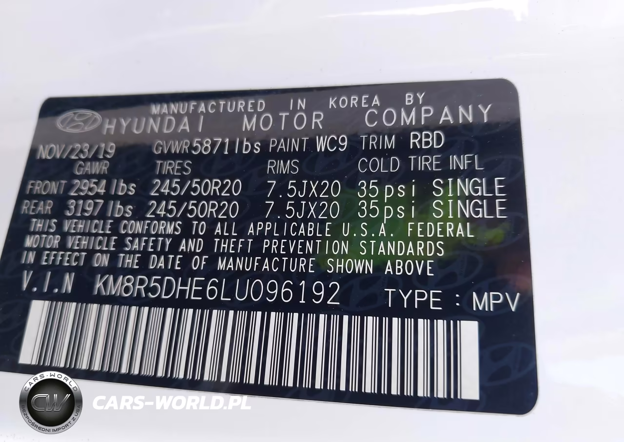 2020 Hyundai Palisade Limited VIN:KM8R5DHE6LU096192 - 9