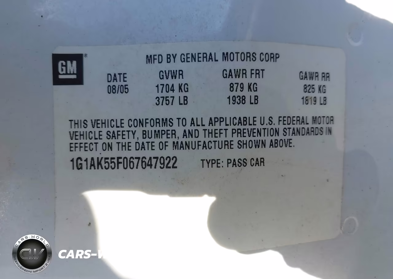 2006 Chevrolet Cobalt Ls VIN:1G1AK55F067647922 - 9