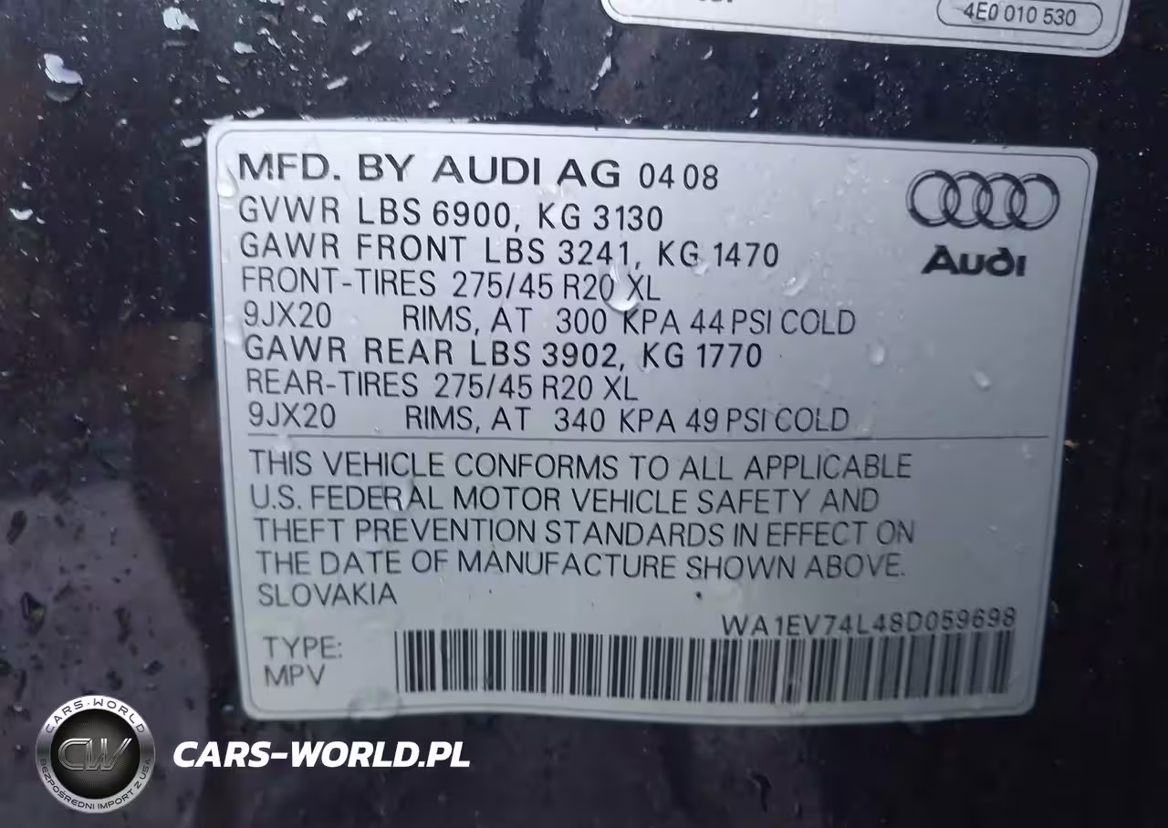 2008 Audi Q7 4.2 Premium VIN:WA1EV74L48D059698 - 9