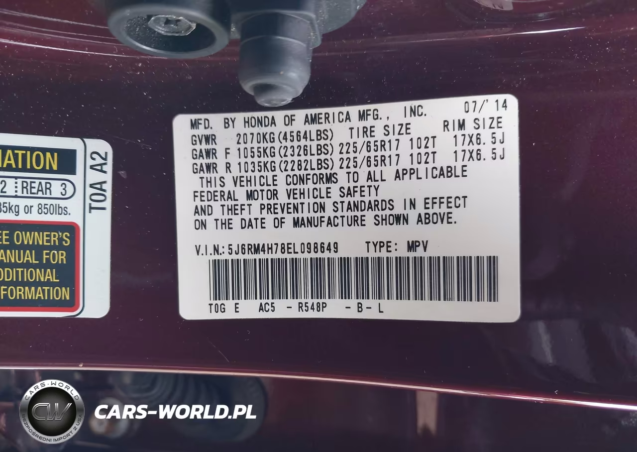 2014 Honda Cr-V Ex-L VIN:5J6RM4H78EL098649 - 9