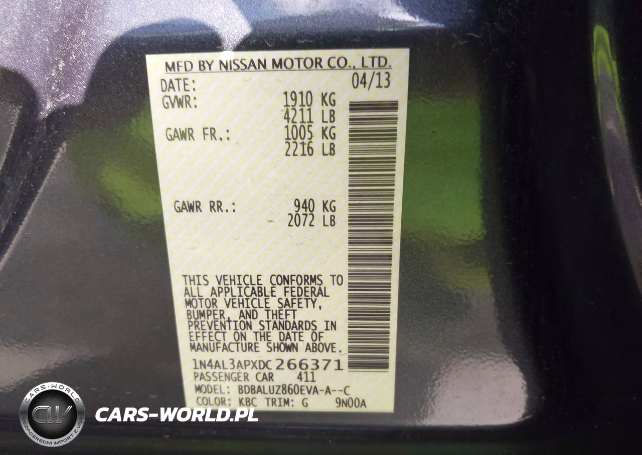 2013 Nissan Altima 2.5 Sv VIN:1N4AL3APXDC266371 - 9