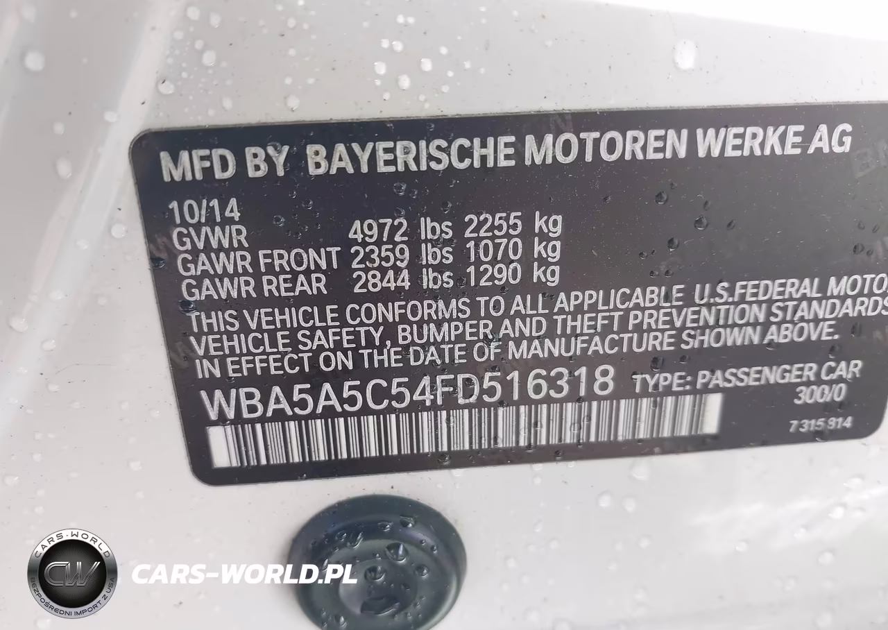 2015 BMW 528I VIN:WBA5A5C54FD516318 - 9