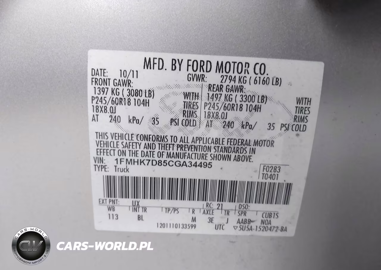 2012 Ford Explorer Xlt VIN:1FMHK7D85CGA34495 - 9