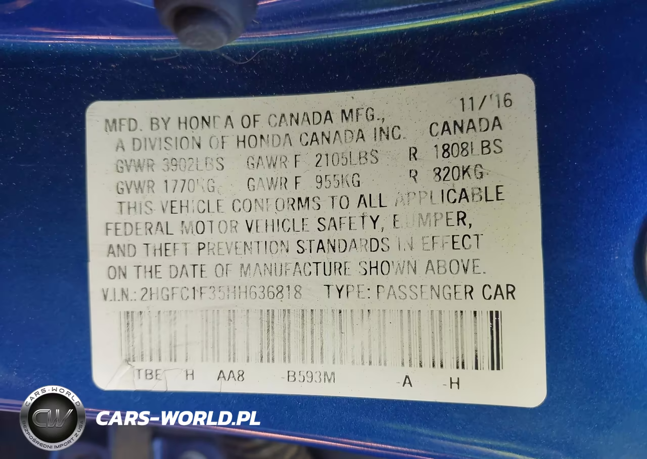 2017 Honda Civic Ex-T VIN:2HGFC1F35HH636818 - 9