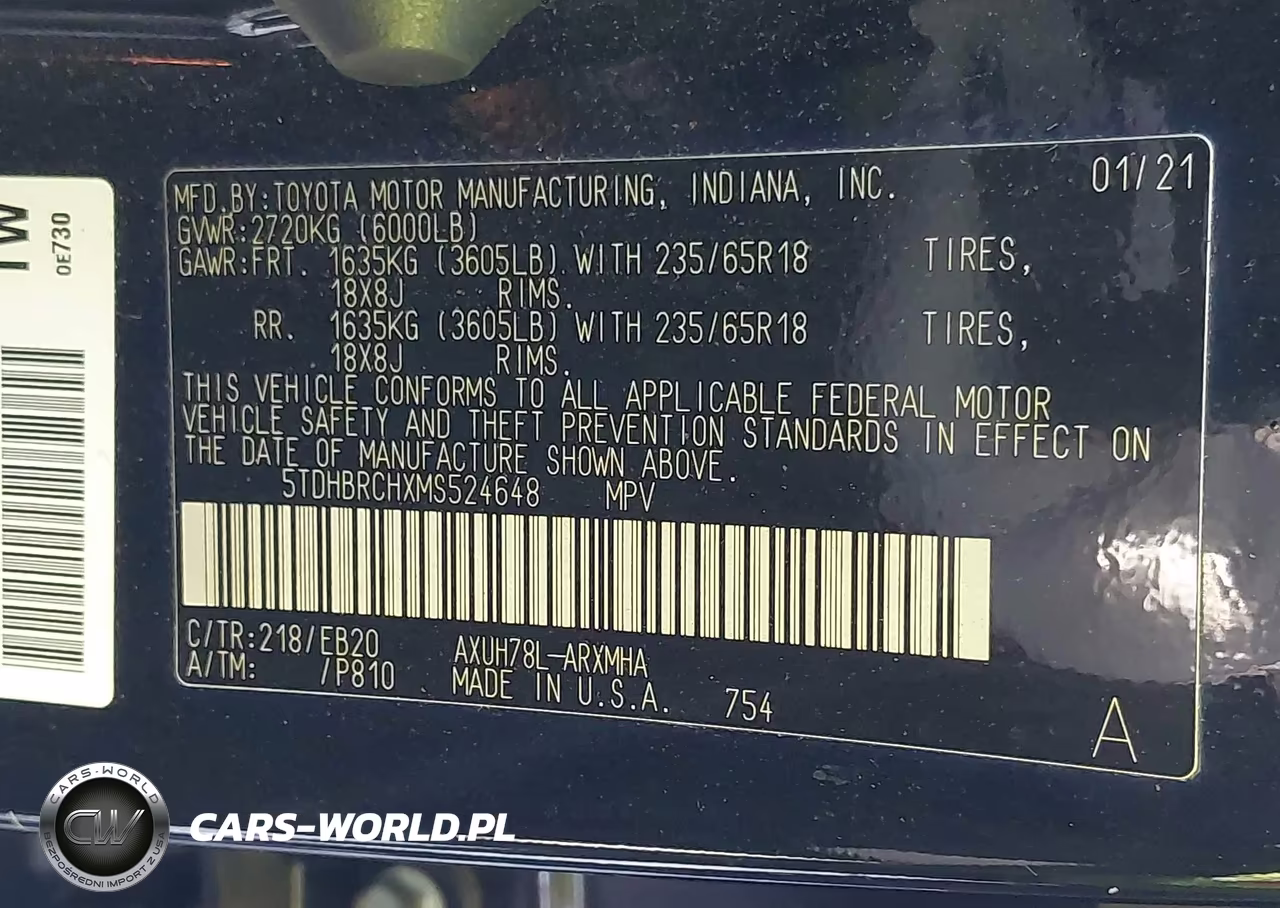 2021 Toyota Highlander Hybrid Xle VIN:5TDHBRCHXMS524648 - 9