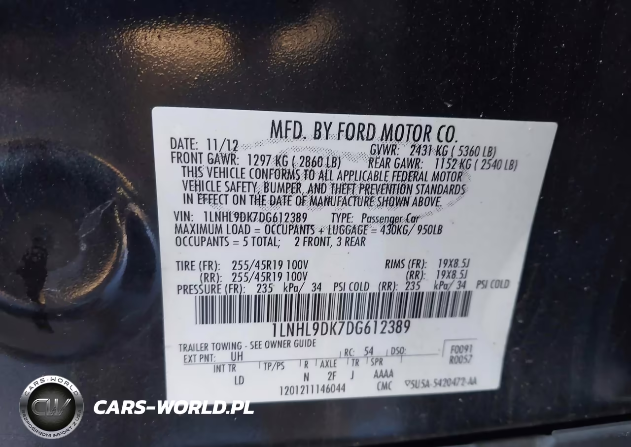 2013 Lincoln Mks VIN:1LNHL9DK7DG612389 - 9