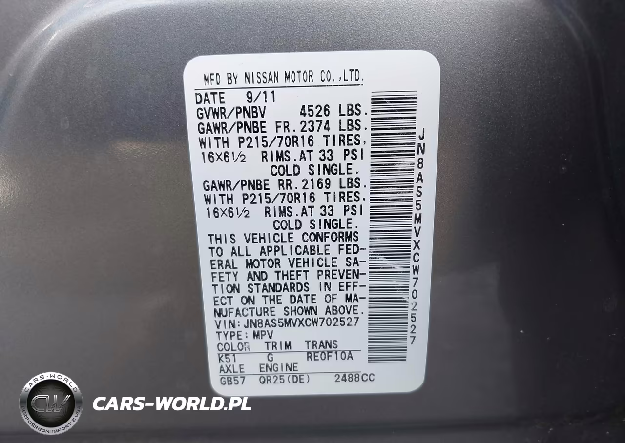 2012 Nissan Rogue S VIN:JN8AS5MVXCW702527 - 9