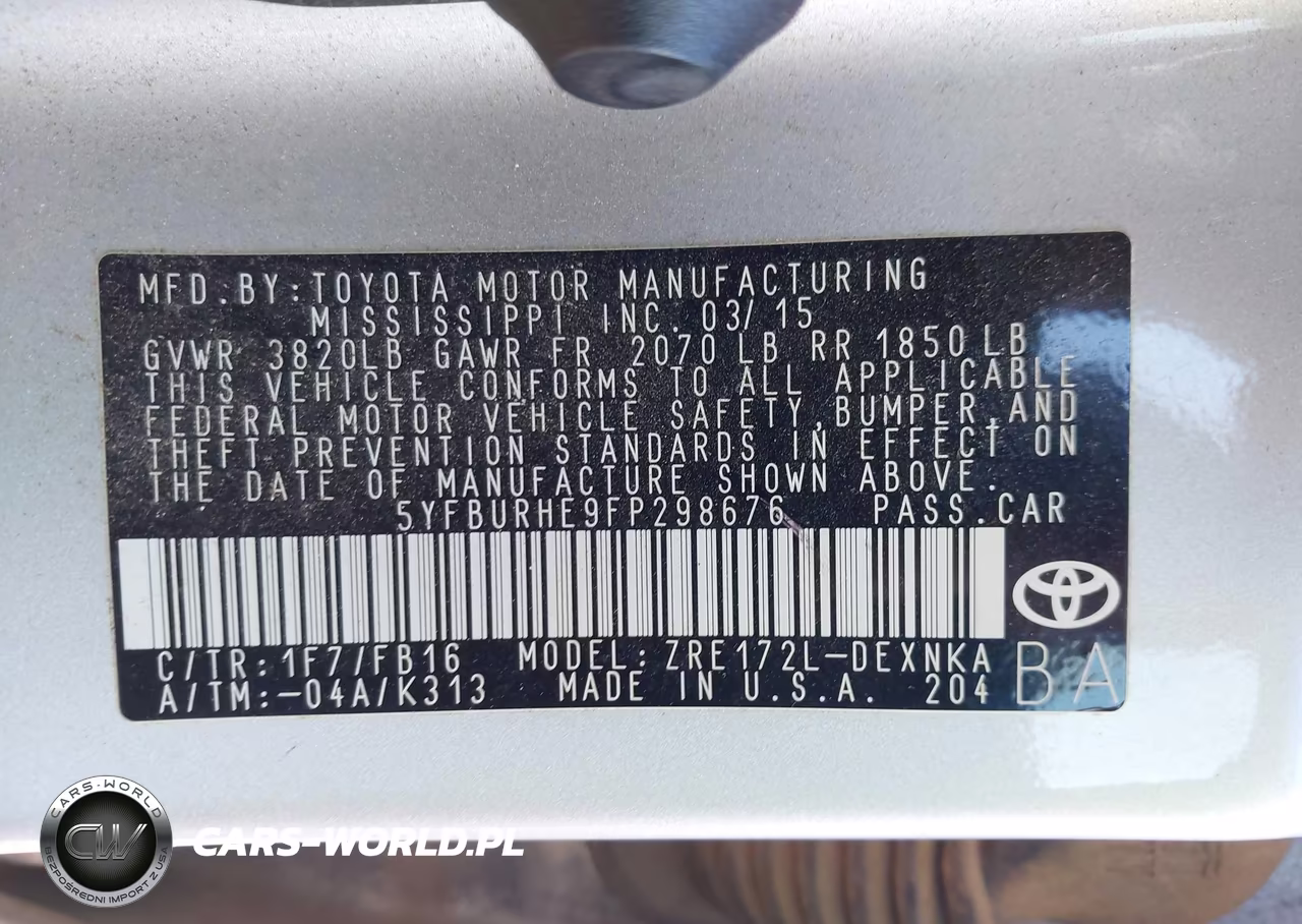 2015 Toyota Corolla Le VIN:5YFBURHE9FP298676 - 9