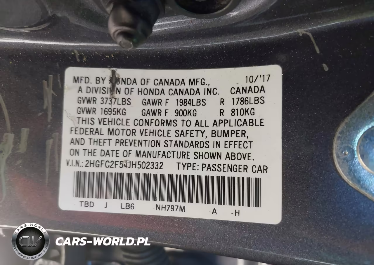 2018 Honda Civic Lx VIN:2HGFC2F54JH502332 - 9