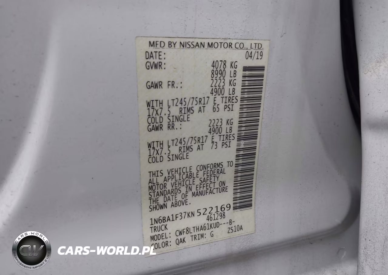 2019 Nissan Titan Xd Sv Diesel VIN:1N6BA1F37KN522169 - 9