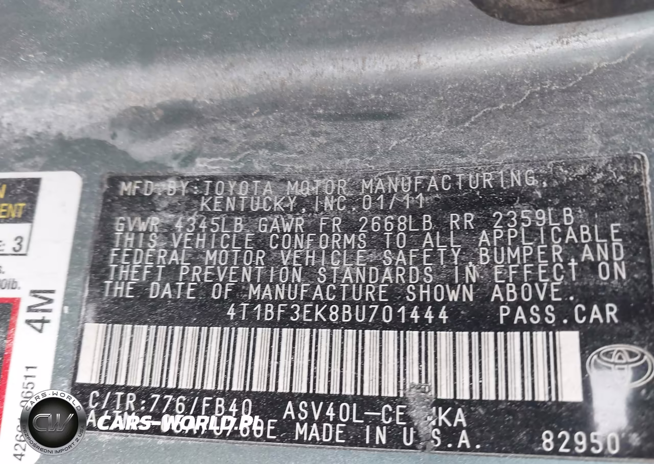 2011 Toyota Camry Le VIN:4T1BF3EK8BU701444 - 9