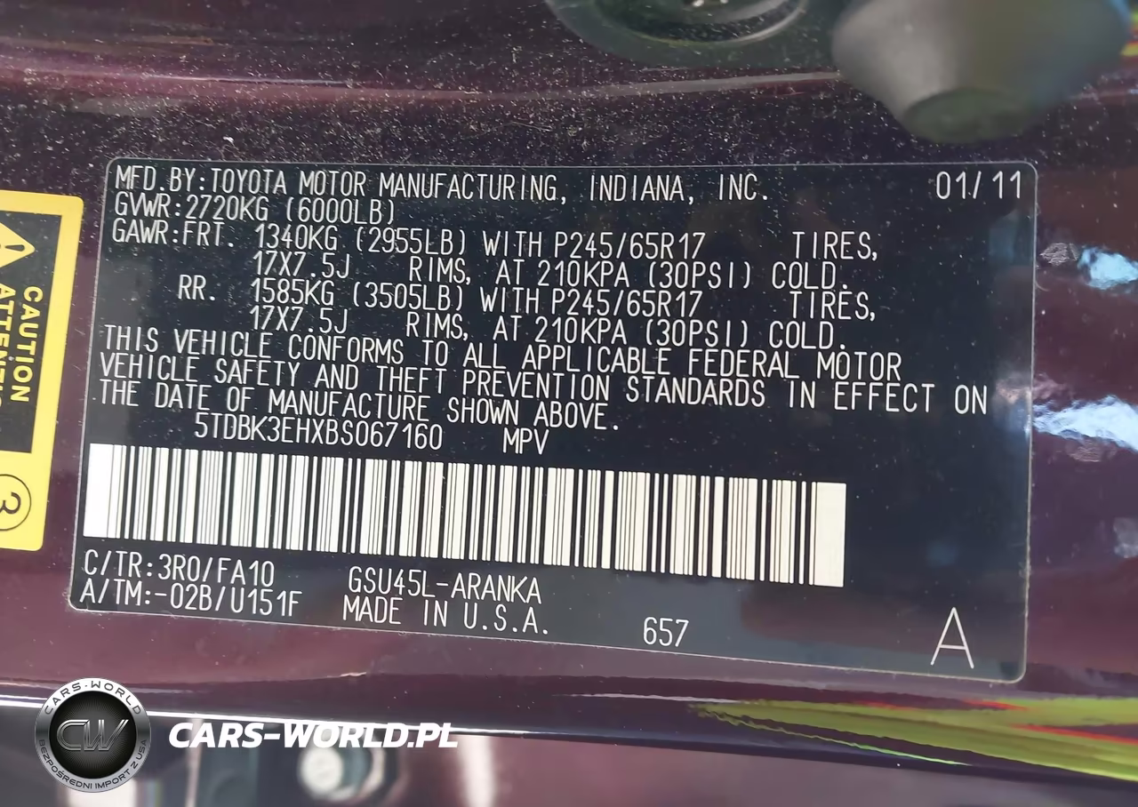 2011 Toyota Highlander Base V6 VIN:5TDBK3EHXBS067160 - 9