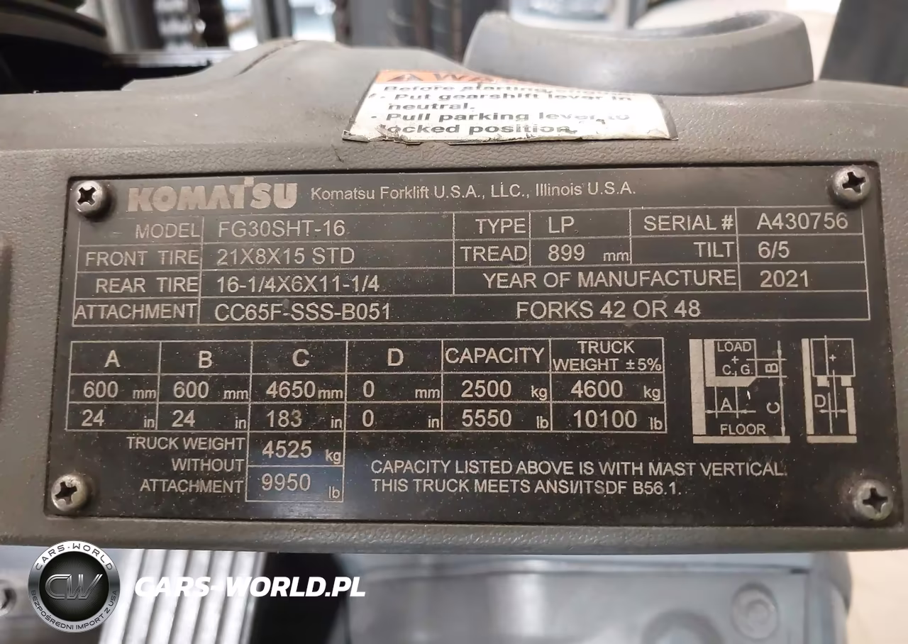 2021 Komatsu Fg30Sht-16**Rb VIN:A430756 - 9