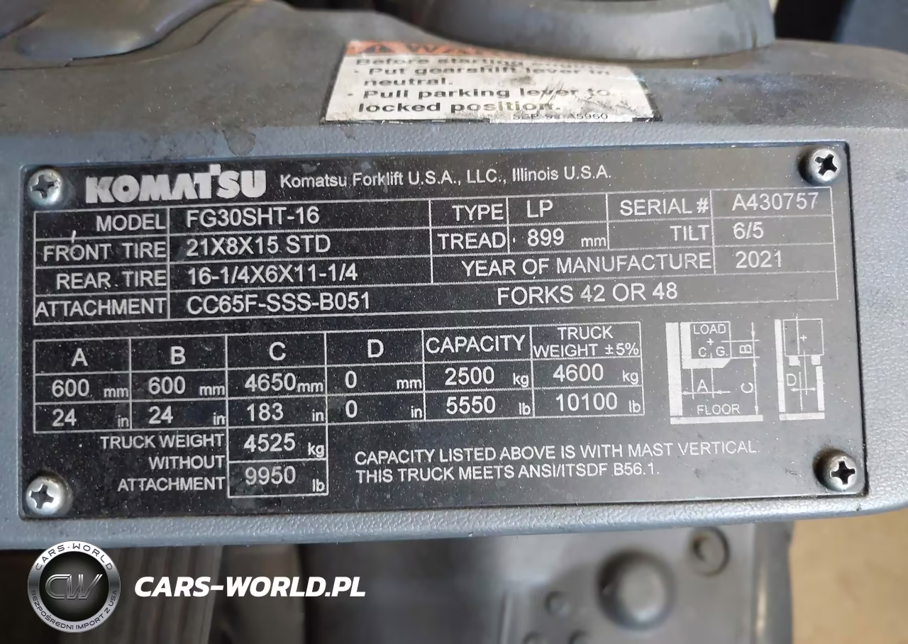 2021 Komatsu Fg30Sht-16**Rb VIN:A430757 - 9