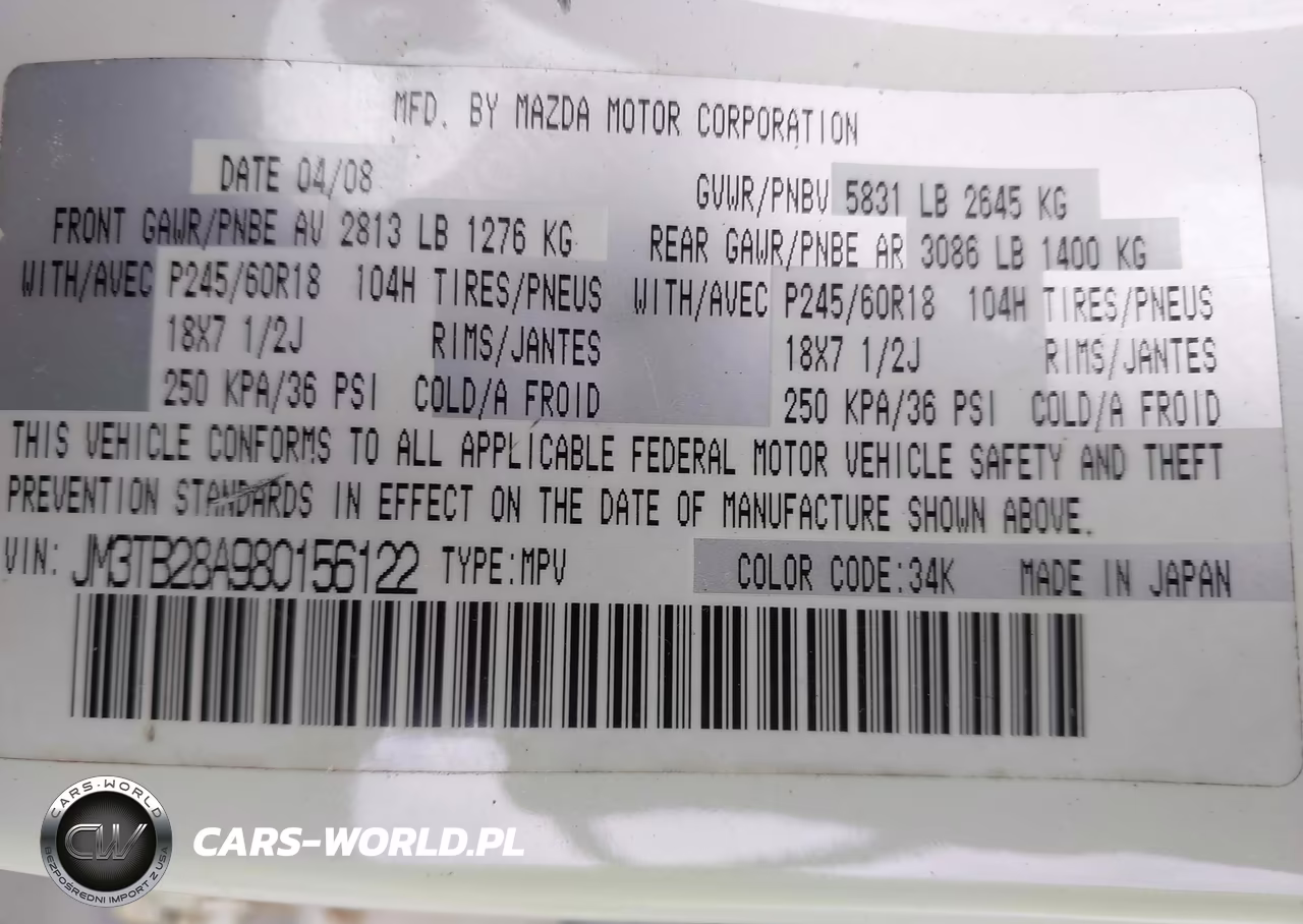 2008 Mazda Cx-9 Sport VIN:JM3TB28A980156122 - 9