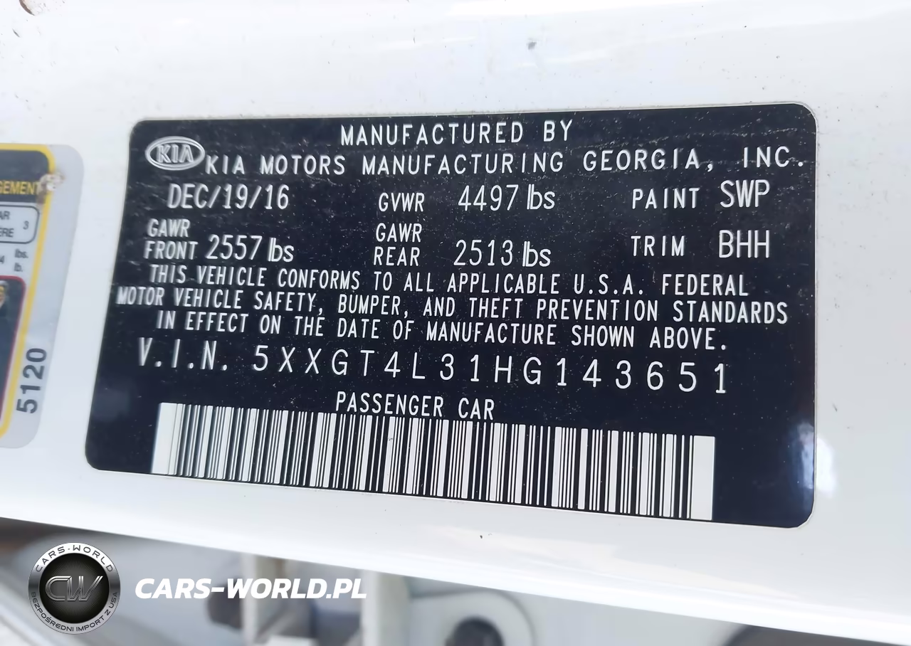 2017 Kia Optima Lx VIN:5XXGT4L31HG143651 - 9