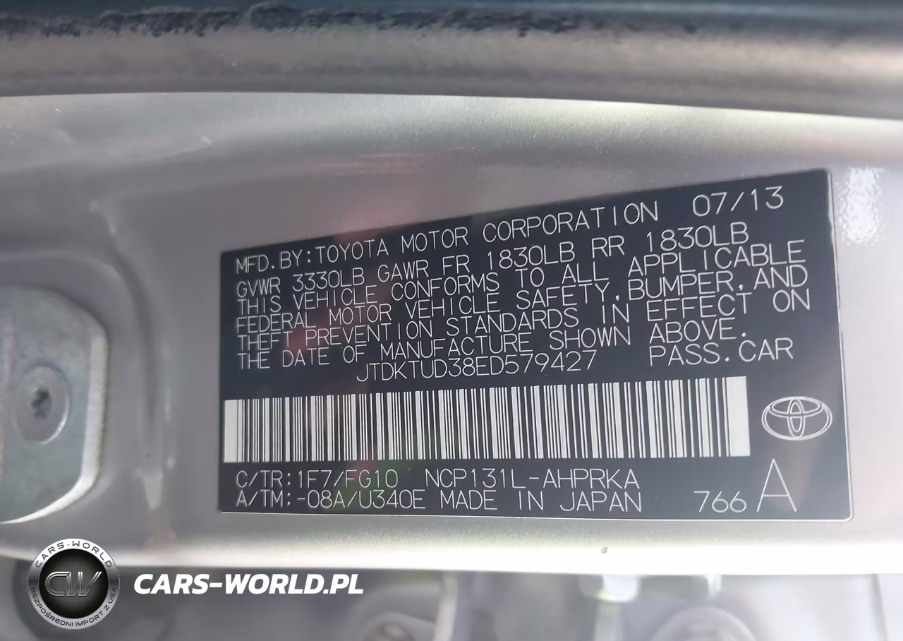 2014 Toyota Yaris Le (Tmc-Cbu Plant) VIN:JTDKTUD38ED579427 - 9