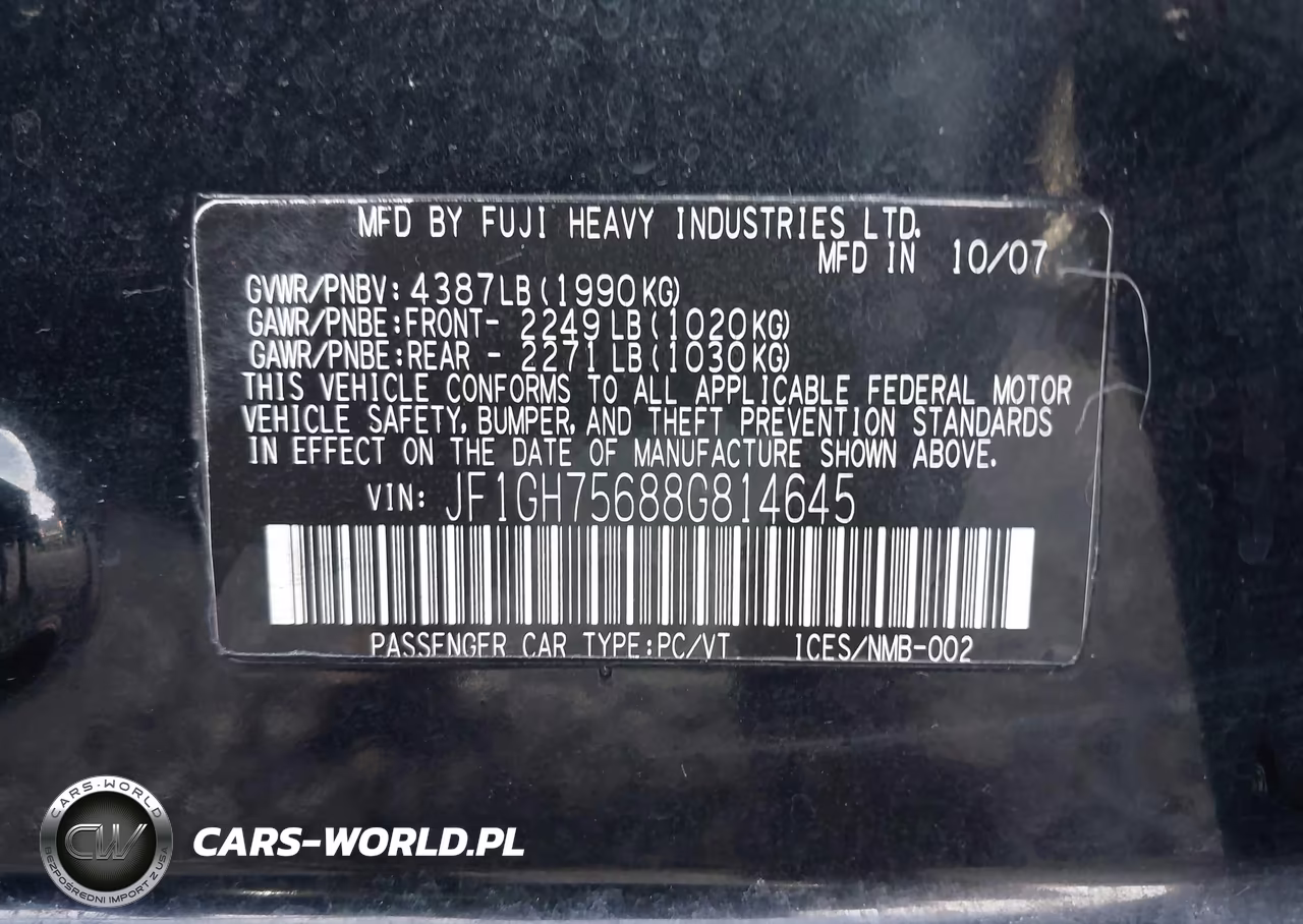 2008 Subaru Impreza Wrx VIN:JF1GH75688G814645 - 9