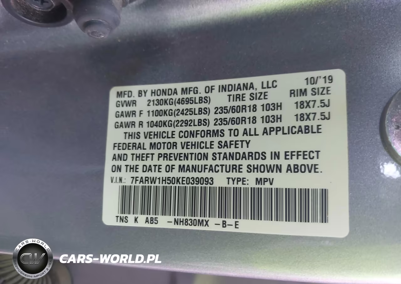 2019 Honda Cr-V Ex VIN:7FARW1H50KE039093 - 9