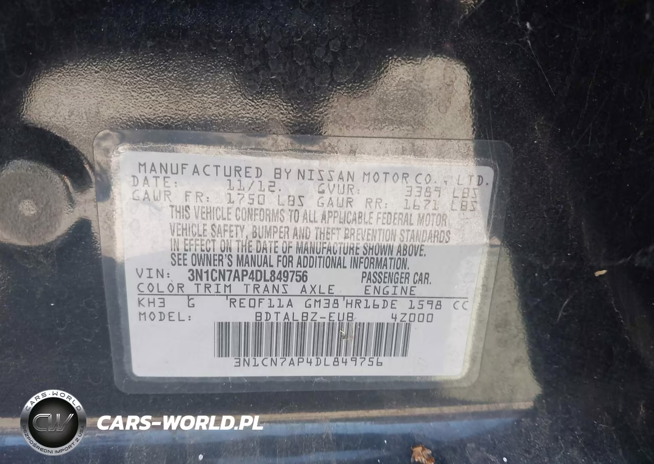 2013 Nissan Versa 1.6 Sv VIN:3N1CN7AP4DL849756 - 9