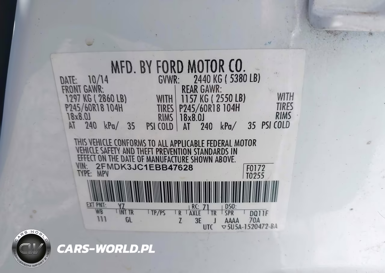 2014 Ford Edge Sel VIN:2FMDK3JC1EBB47628 - 9