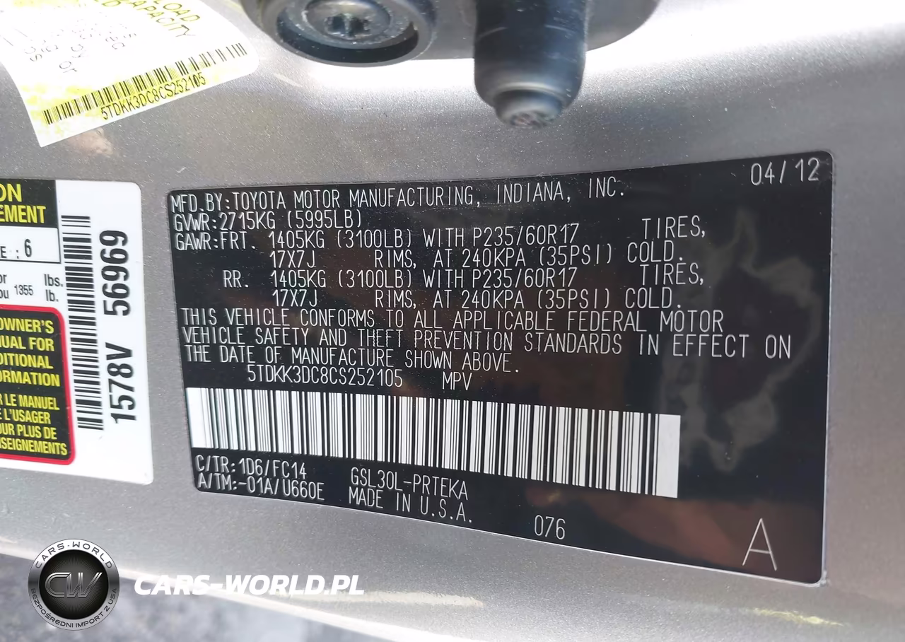 2012 Toyota Sienna Le V6 8 Passenger VIN:5TDKK3DC8CS252105 - 9