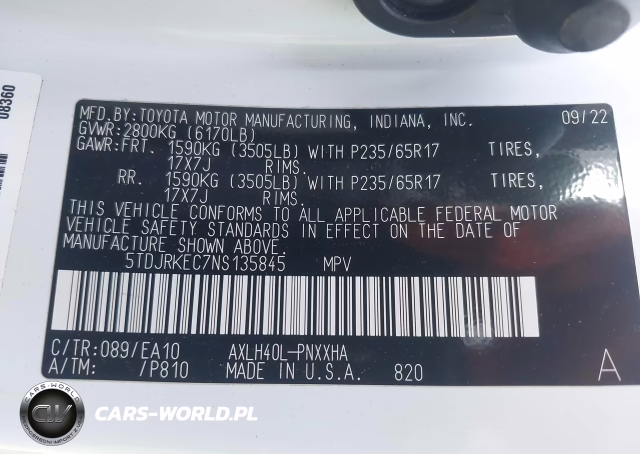 2022 Toyota Sienna Xle VIN:5TDJRKEC7NS135845 - 9
