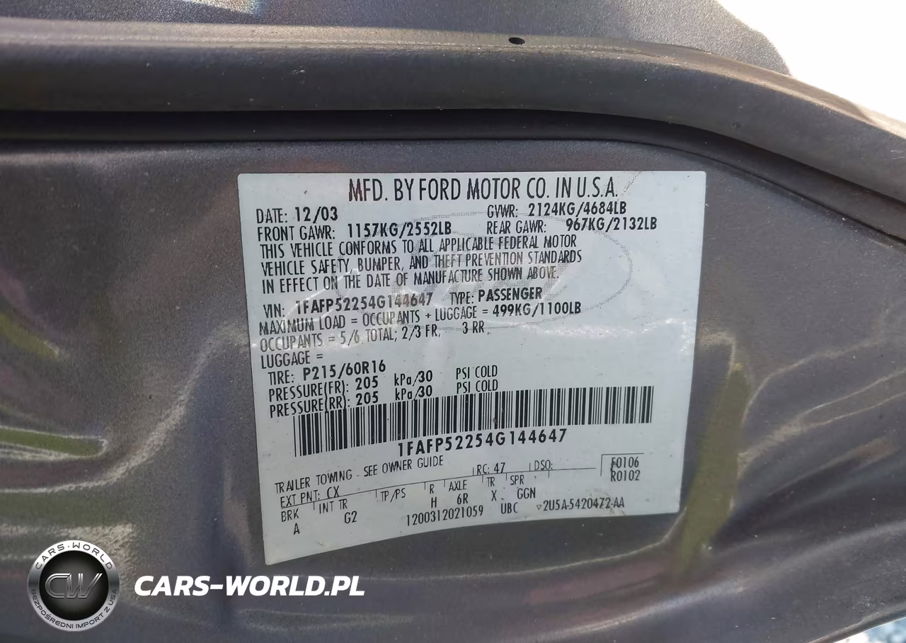 2004 Ford Taurus Lx VIN:1FAFP52254G144647 - 9