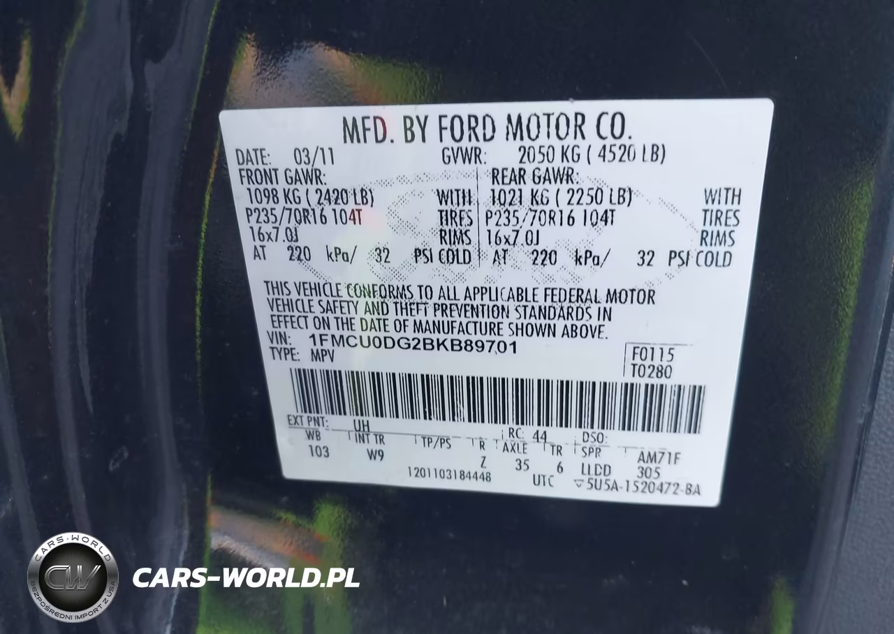 2011 Ford Escape Xlt VIN:1FMCU0DG2BKB89701 - 9