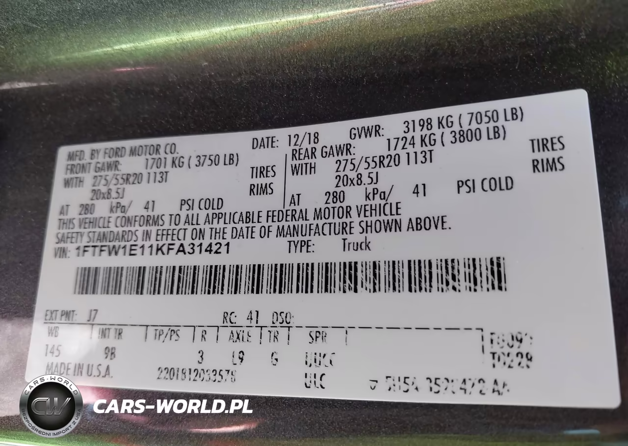 2019 Ford F-150 Platinum VIN:1FTFW1E11KFA31421 - 9