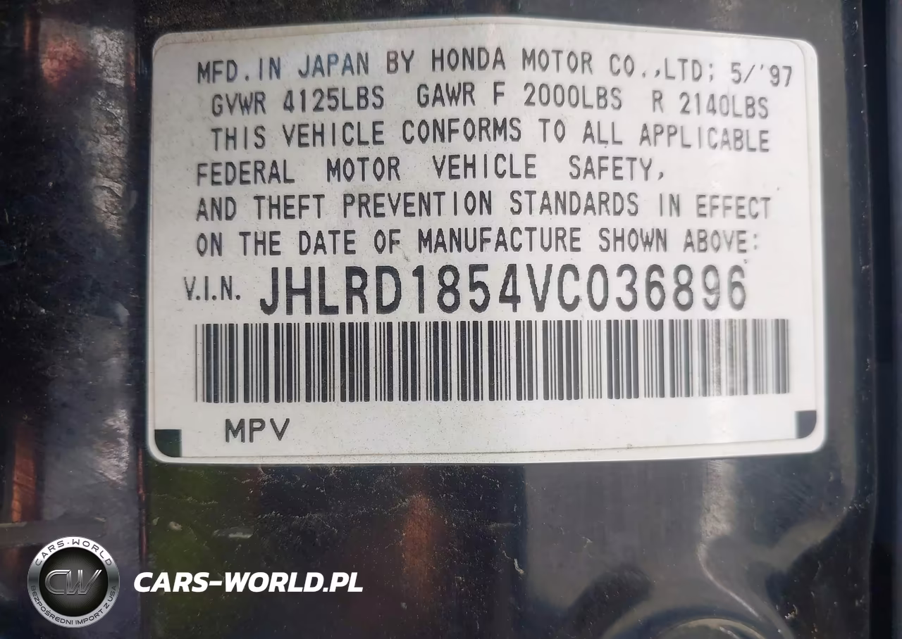 1997 Honda Cr-V VIN:JHLRD1854VC036896 - 9